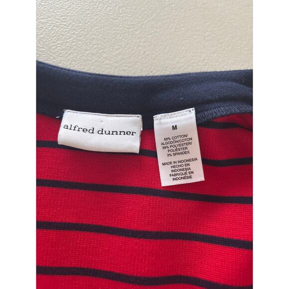 Alfred Dunner Womens Size Medium Blue Red White Striped Stretch Mock Twinset Top - Picture 3 of 10